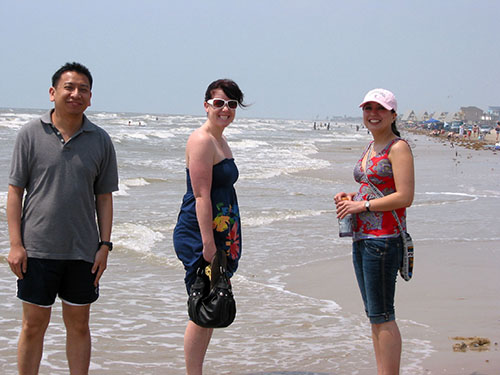 Jim, Candice and Myrriah at the beach outside Houston